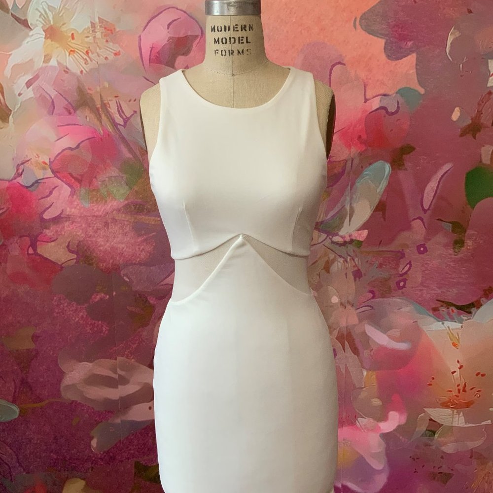 White fitted mesh dress - $10